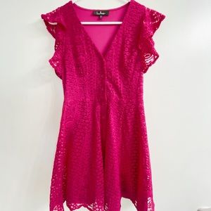 Athena Magenta Lace Skater Dress